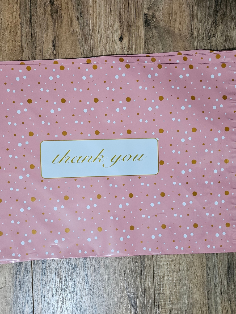 15 - 12 X 15.5 Pink & Gold Thank You Poly Mailers